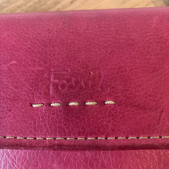 Fossil Genuine Leather Wallet Checkbook Clutch Organizer Raspberry Pink Women - Picture 2 of 9